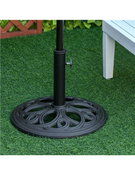 Outsunny 11.5 kg Cast Metal Round Patio Umbrella Base Stand, Umbrella Holder for Outdoor, Patio, Garden, Black - pic 188978 | FastDaddyshop
