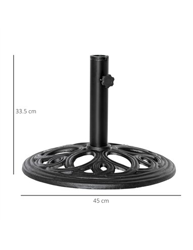 Outsunny 11.5 kg Cast Metal Round Patio Umbrella Base Stand, Umbrella Holder for Outdoor, Patio, Garden, Black