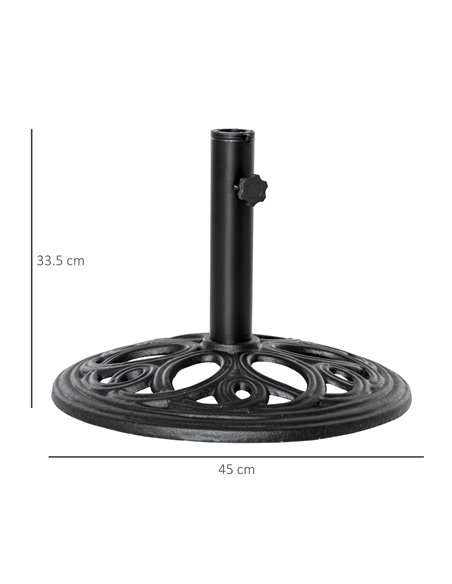 Outsunny 11.5 kg Cast Metal Round Patio Umbrella Base Stand, Umbrella Holder for Outdoor, Patio, Garden, Black - pic 188979 | FastDaddyshop