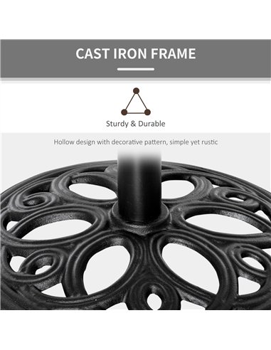 Outsunny 11.5 kg Cast Metal Round Patio Umbrella Base Stand, Umbrella Holder for Outdoor, Patio, Garden, Black