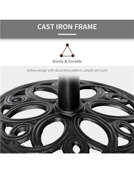 Outsunny 11.5 kg Cast Metal Round Patio Umbrella Base Stand, Umbrella Holder for Outdoor, Patio, Garden, Black - pic 188981 | FastDaddyshop