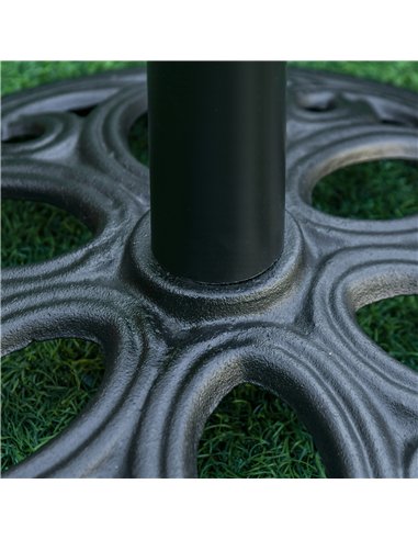 Outsunny 11.5 kg Cast Metal Round Patio Umbrella Base Stand, Umbrella Holder for Outdoor, Patio, Garden, Black
