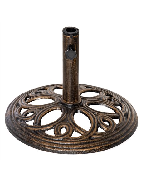 Outsunny 11.5 kg Cast Metal Round Patio Umbrella Base Stand, Umbrella Holder for Outdoor, Patio, Garden, Bronze Tone - pic 188986 | FastDaddyshop
