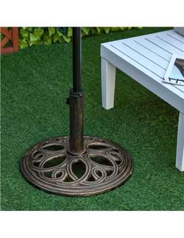 Outsunny 11.5 kg Cast Metal Round Patio Umbrella Base Stand, Umbrella Holder for Outdoor, Patio, Garden, Bronze Tone