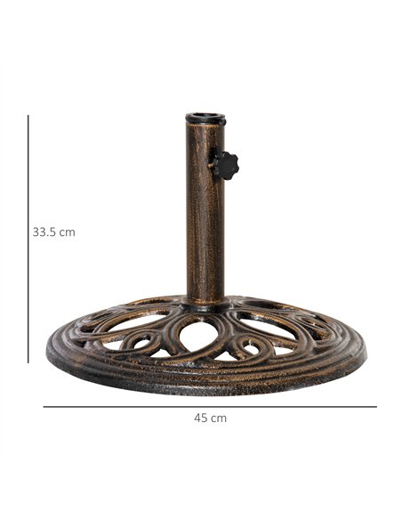 Outsunny 11.5 kg Cast Metal Round Patio Umbrella Base Stand, Umbrella Holder for Outdoor, Patio, Garden, Bronze Tone - pic 188988 | FastDaddyshop