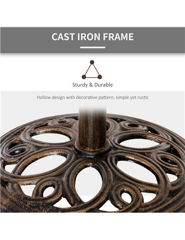 Outsunny 11.5 kg Cast Metal Round Patio Umbrella Base Stand, Umbrella Holder for Outdoor, Patio, Garden, Bronze Tone