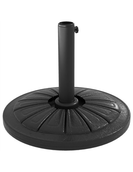 Outsunny Umbrella Base, Heavy Duty Concrete Base Holder with Steel Pole, Round Parasol Stand for Patio, Outdoor, Garden, Black - pic 188995 | FastDaddyshop