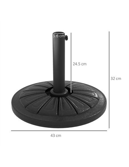 Outsunny Umbrella Base, Heavy Duty Concrete Base Holder with Steel Pole, Round Parasol Stand for Patio, Outdoor, Garden, Black - pic 188997 | FastDaddyshop