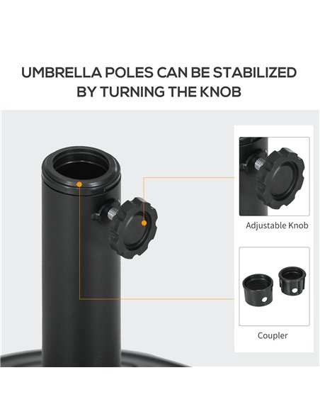 Outsunny Umbrella Base, Heavy Duty Concrete Base Holder with Steel Pole, Round Parasol Stand for Patio, Outdoor, Garden, Black - pic 188998 | FastDaddyshop