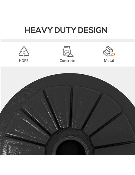 Outsunny Umbrella Base, Heavy Duty Concrete Base Holder with Steel Pole, Round Parasol Stand for Patio, Outdoor, Garden, Black - pic 188999 | FastDaddyshop