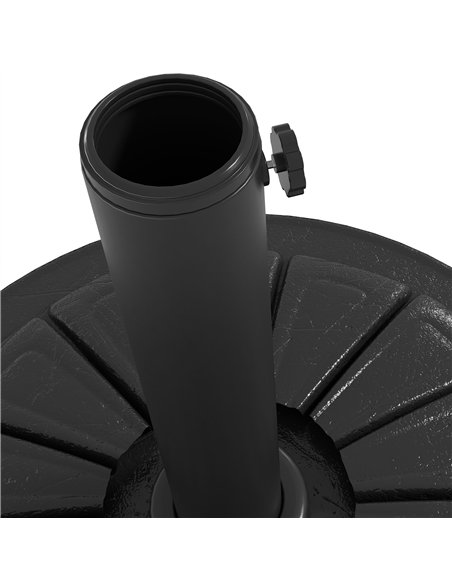 Outsunny Umbrella Base, Heavy Duty Concrete Base Holder with Steel Pole, Round Parasol Stand for Patio, Outdoor, Garden, Black - pic 189002 | FastDaddyshop