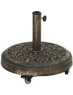 Outsunny Parasol Base, Umbrella Base with Wheels Cast Iron Effect, for Umbrella, Canopy, Weather Resistant, Bronze Tone