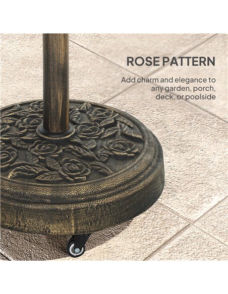Outsunny Parasol Base, Umbrella Base with Wheels Cast Iron Effect, for Umbrella, Canopy, Weather Resistant, Bronze Tone - pic 189019 | FastDaddyshop