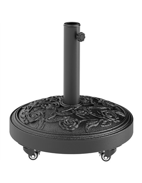 Outsunny Parasol Base, Umbrella Base with Wheels Cast Iron Effect, for Umbrella, Canopy, Weather Resistant, Black - pic 189022 | FastDaddyshop