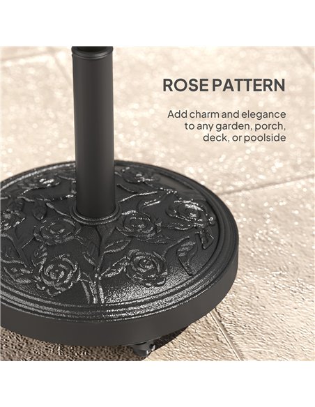 Outsunny Parasol Base, Umbrella Base with Wheels Cast Iron Effect, for Umbrella, Canopy, Weather Resistant, Black - pic 189028 | FastDaddyshop