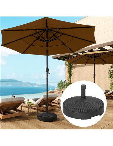 Outsunny Garden Parasol Base Holder, 28kg Sand Filled, 23kg Water Filled, Sun Umbrella Base, Φ55 x 30H cm Black