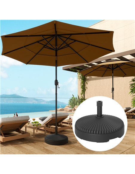 Outsunny Garden Parasol Base Holder, 28kg Sand Filled, 23kg Water Filled, Sun Umbrella Base, Φ55 x 30H cm Black - pic 189032 | FastDaddyshop