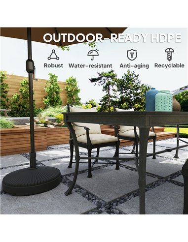 Outsunny Garden Parasol Base Holder, 28kg Sand Filled, 23kg Water Filled, Sun Umbrella Base, Φ55 x 30H cm Black