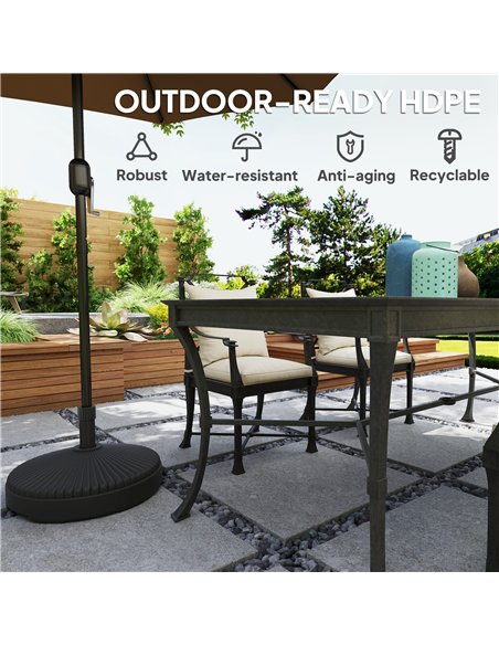 Outsunny Garden Parasol Base Holder, 28kg Sand Filled, 23kg Water Filled, Sun Umbrella Base, Φ55 x 30H cm Black - pic 189036 | FastDaddyshop