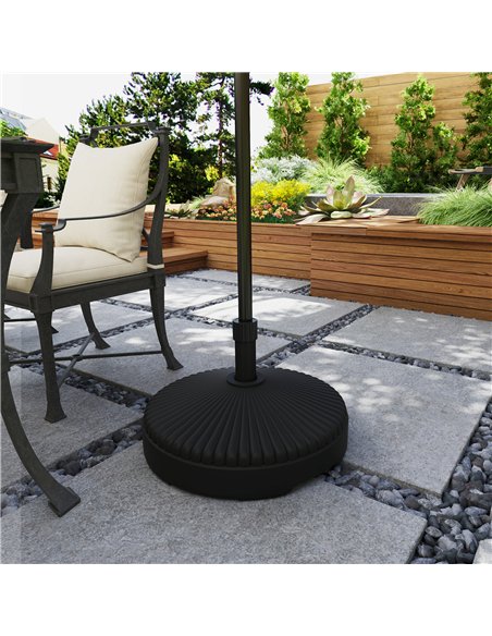 Outsunny Garden Parasol Base Holder, 28kg Sand Filled, 23kg Water Filled, Sun Umbrella Base, Φ55 x 30H cm Black - pic 189038 | FastDaddyshop