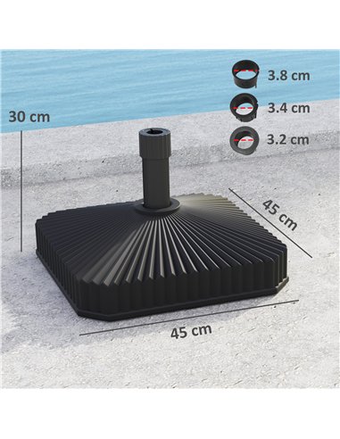 Outsunny Patio Umbrella Stand, Heavy Duty Outdoor Parasol Base, Sand/Water Filled, Black