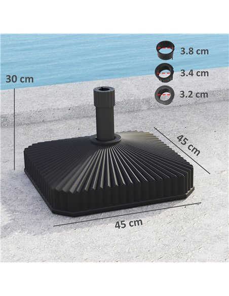 Outsunny Patio Umbrella Stand, Heavy Duty Outdoor Parasol Base, Sand/Water Filled, Black - pic 189042 | FastDaddyshop