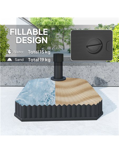 Outsunny Patio Umbrella Stand, Heavy Duty Outdoor Parasol Base, Sand/Water Filled, Black - pic 189043 | FastDaddyshop