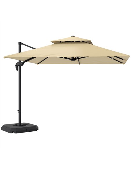 Outsunny 2.7 x 2.7 m Cantilever Parasol with Aluminium Frame, Crank and Tilt, 360-Degree Rotation, Double Top Garden Umbrella wi - pic 189049 | FastDaddyshop