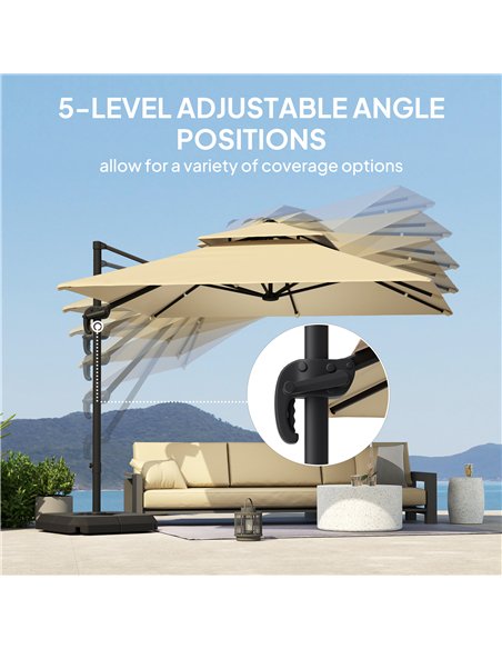 Outsunny 2.7 x 2.7 m Cantilever Parasol with Aluminium Frame, Crank and Tilt, 360-Degree Rotation, Double Top Garden Umbrella wi - pic 189053 | FastDaddyshop