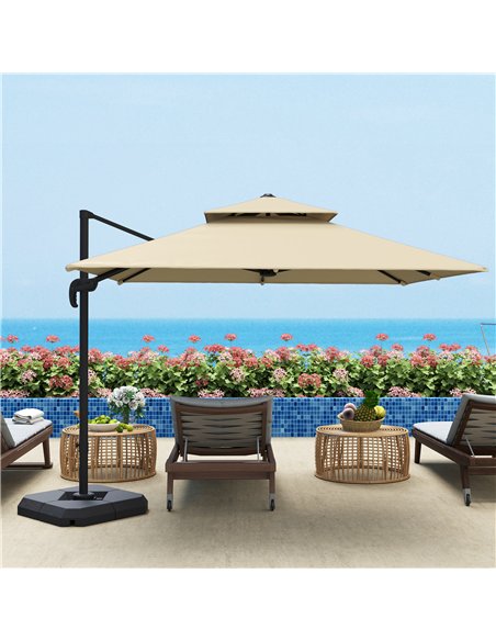 Outsunny 2.7 x 2.7 m Cantilever Parasol with Aluminium Frame, Crank and Tilt, 360-Degree Rotation, Double Top Garden Umbrella wi - pic 189056 | FastDaddyshop