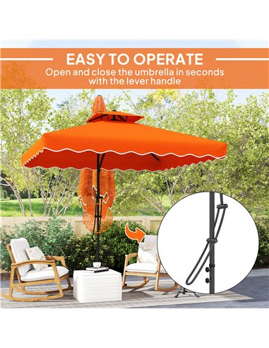 Outsunny 2.5m Cantilever Parasol with Easy Lever, Square Double Top Garden Parasol Umbrella with Ruffles and Cross Base, Overhan