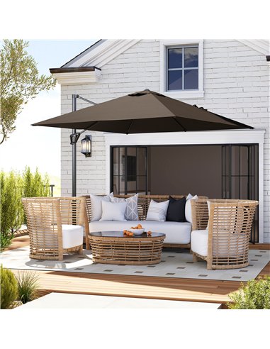 Outsunny Patio Offset Parasol Umbrella - Tan