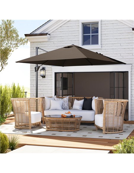 Outsunny Patio Offset Parasol Umbrella - Tan - pic 189068 | FastDaddyshop