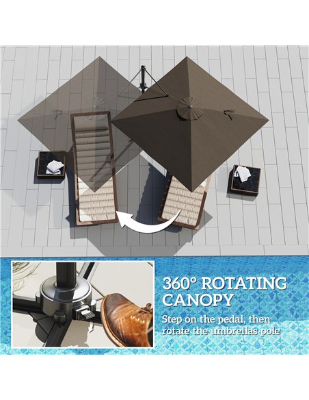 Outsunny Patio Offset Parasol Umbrella - Tan - pic 189070 | FastDaddyshop