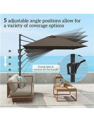 Outsunny Patio Offset Parasol Umbrella - Tan