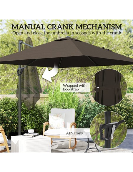 Outsunny Patio Offset Parasol Umbrella - Tan - pic 189072 | FastDaddyshop