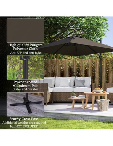 Outsunny Patio Offset Parasol Umbrella - Tan