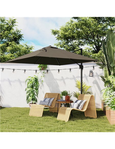 Outsunny Patio Offset Parasol Umbrella - Tan - pic 189074 | FastDaddyshop