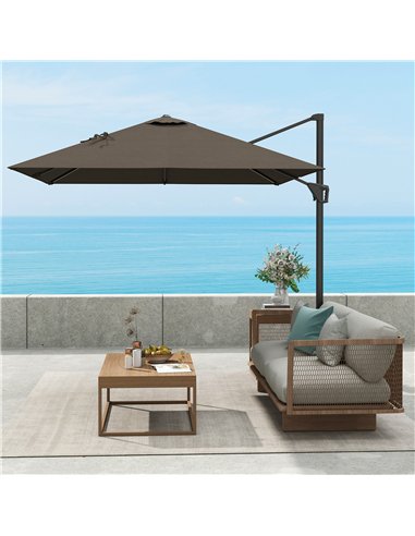 Outsunny Patio Offset Parasol Umbrella - Tan