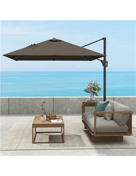 Outsunny Patio Offset Parasol Umbrella - Tan - pic 189075 | FastDaddyshop