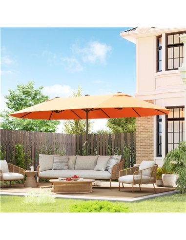 Outsunny 4.6m Double Garden Parasol - Orange