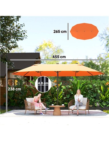 Outsunny 4.6m Double Garden Parasol - Orange