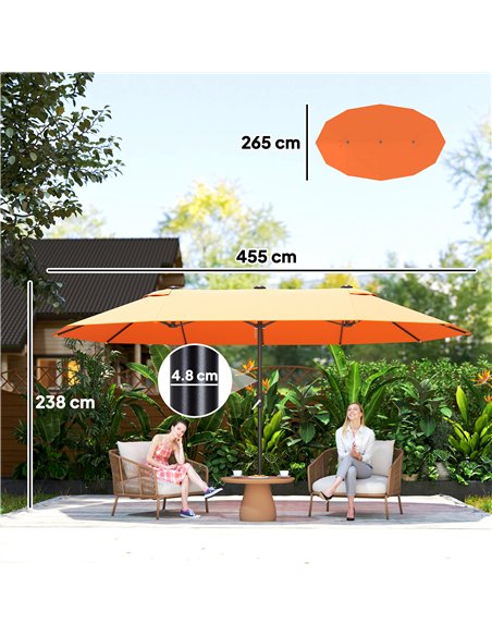 Outsunny 4.6m Double Garden Parasol - Orange - pic 189078 | FastDaddyshop