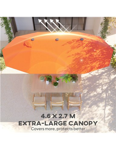 Outsunny 4.6m Double Garden Parasol - Orange