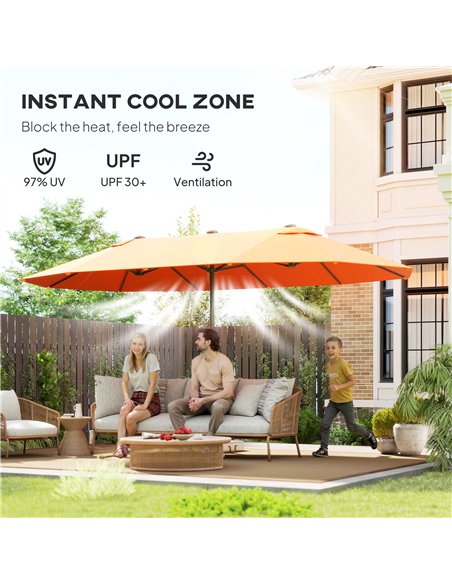 Outsunny 4.6m Double Garden Parasol - Orange - pic 189080 | FastDaddyshop