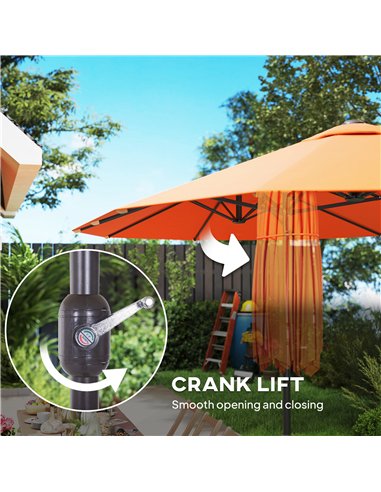 Outsunny 4.6m Double Garden Parasol - Orange