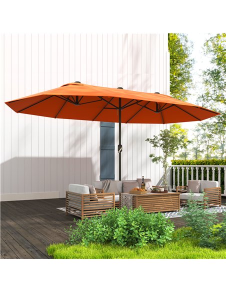 Outsunny 4.6m Double Garden Parasol - Orange - pic 189083 | FastDaddyshop