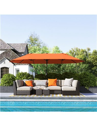 Outsunny 4.6m Double Garden Parasol - Orange