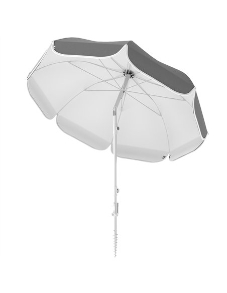 Outsunny Beach Umbrella Portable with Sand Anchor, Carry Bag, Adjustable Height & Tilt, UPF50+ UV Protection, Grey - pic 189085 | FastDaddyshop