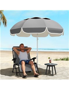 Outsunny Beach Umbrella Portable with Sand Anchor, Carry Bag, Adjustable Height & Tilt, UPF50+ UV Protection, Grey 2
